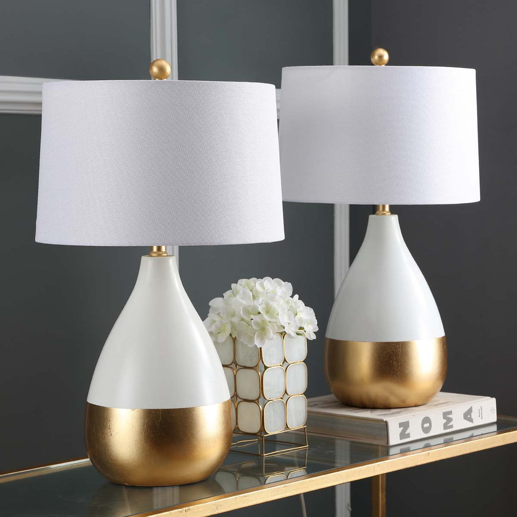 Safavieh Kingship 24 Inch H White And Gold Table Lamp-White/Gold (Set of 2)