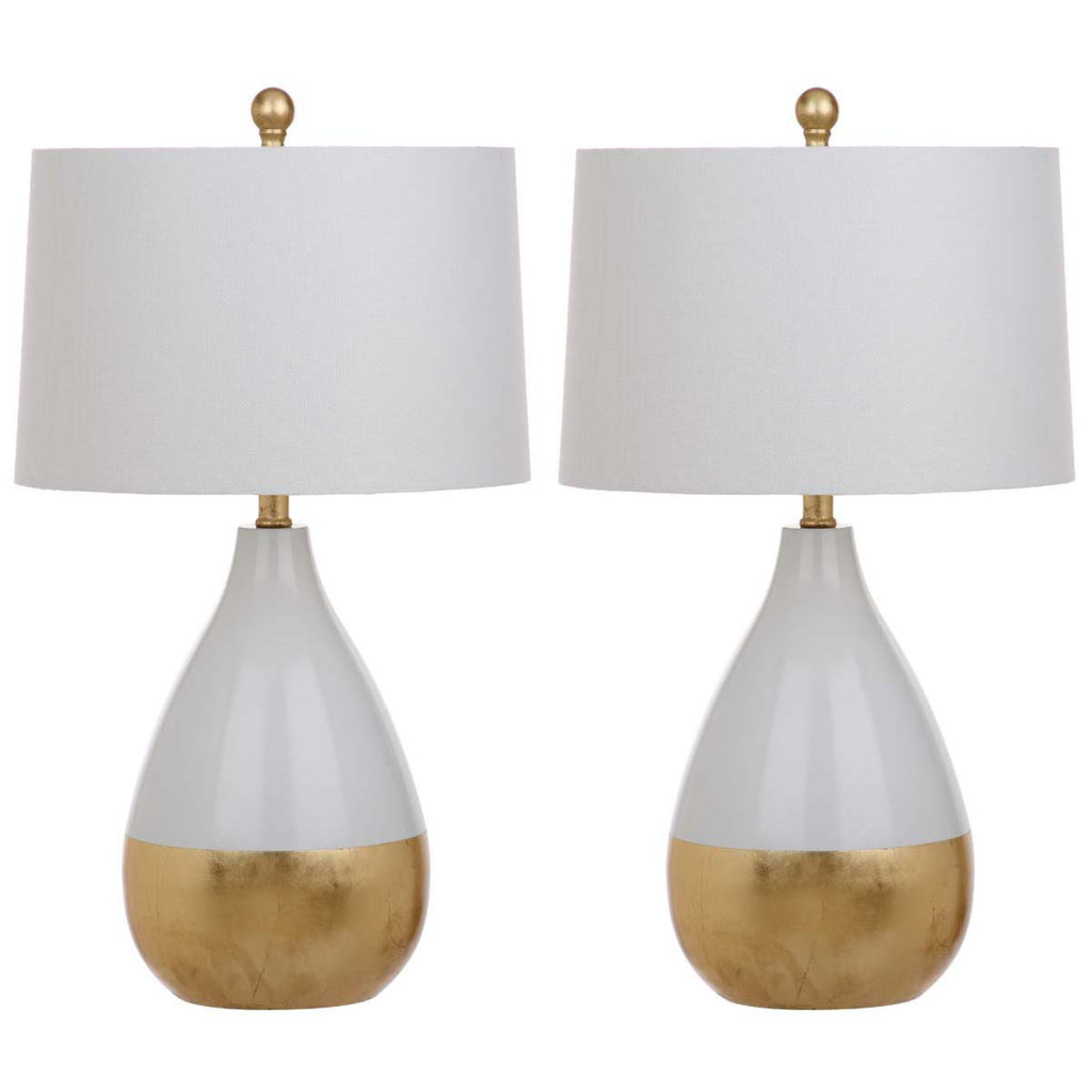 Safavieh Kingship 24 Inch H White And Gold Table Lamp-White/Gold (Set of 2)