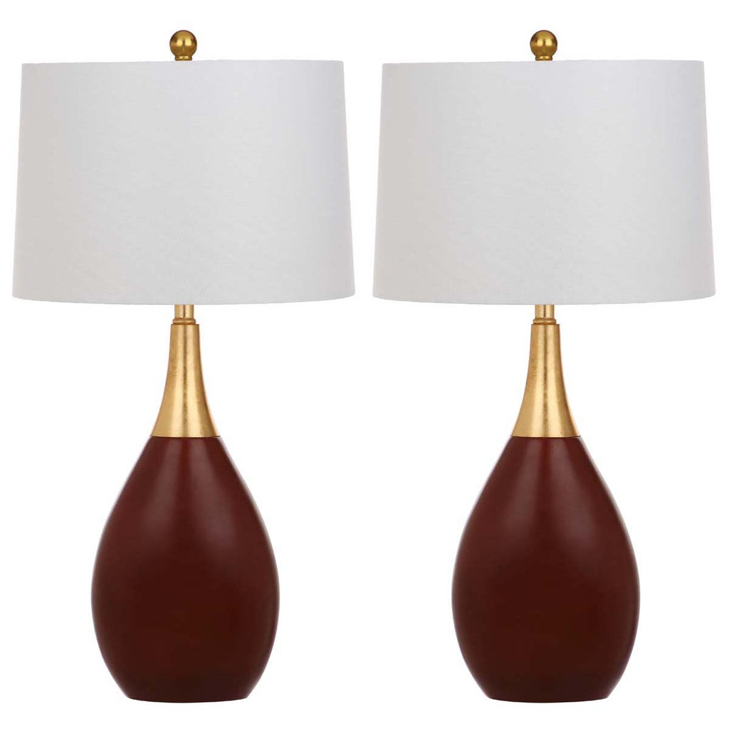 Safavieh Medallion 27.5 Inch H Table Lamp-Gold/Walnut (Set of 2)