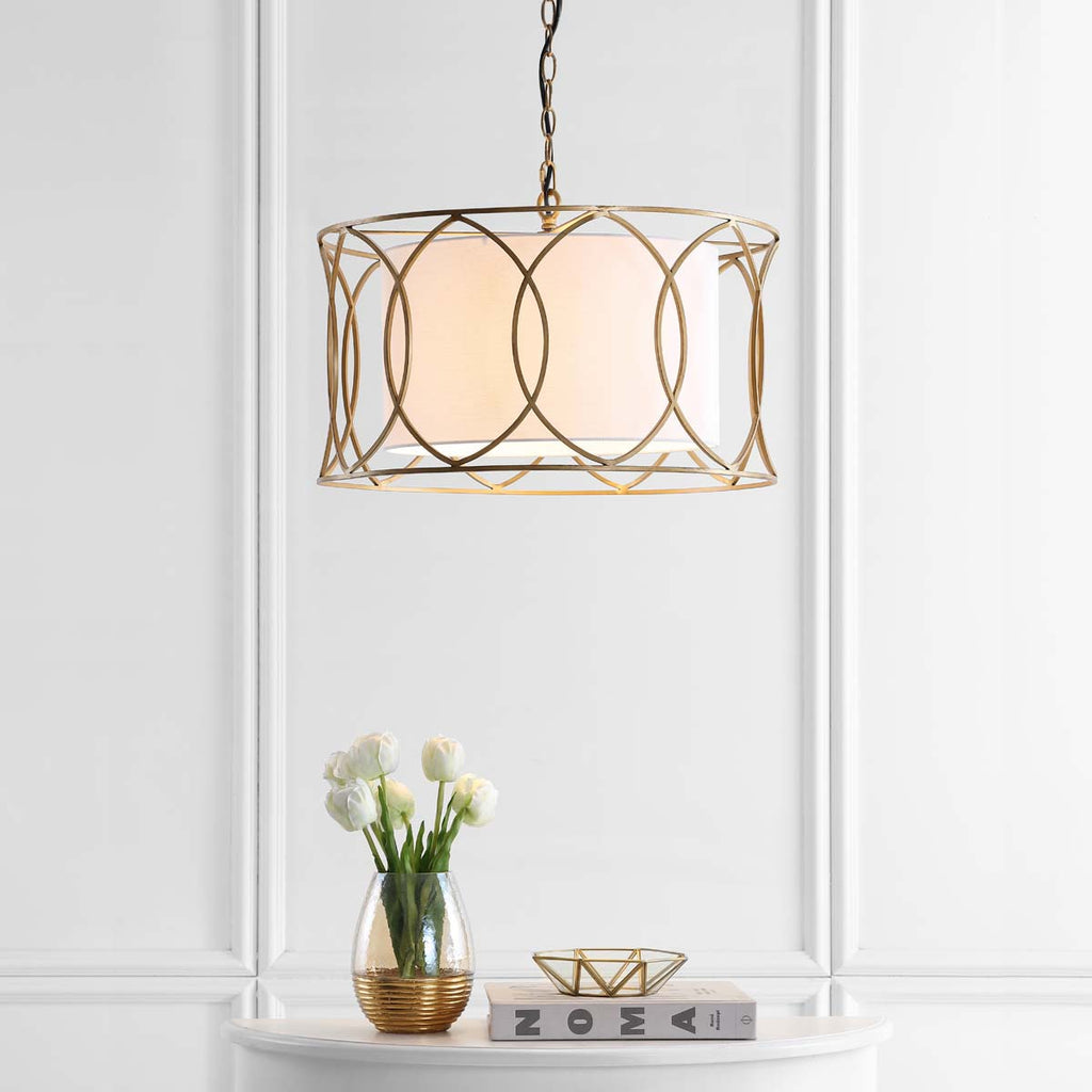 Safavieh Silas 21.5 Inch Dia Adjustable Pendant Lamp -Gold