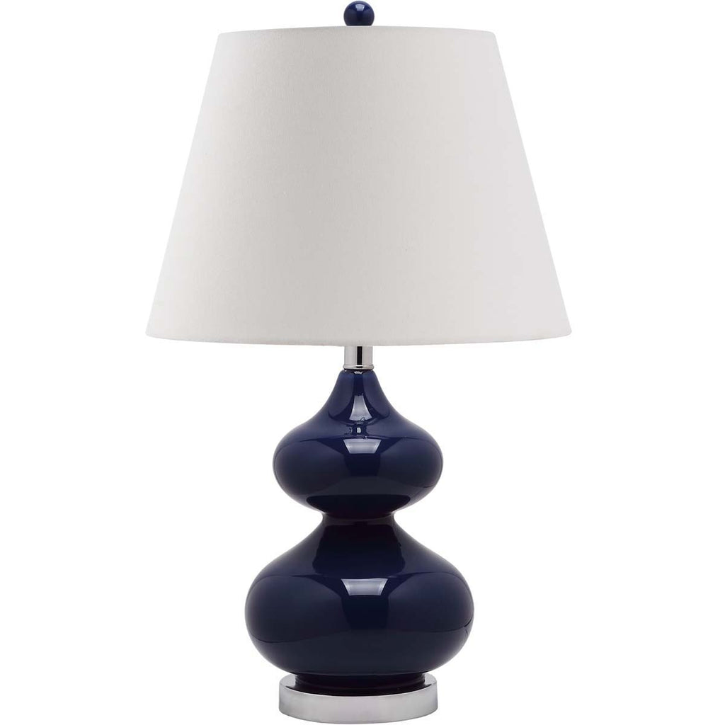 Safavieh Eva 24 Inch H Double Gourd Glass Lamp - Navy