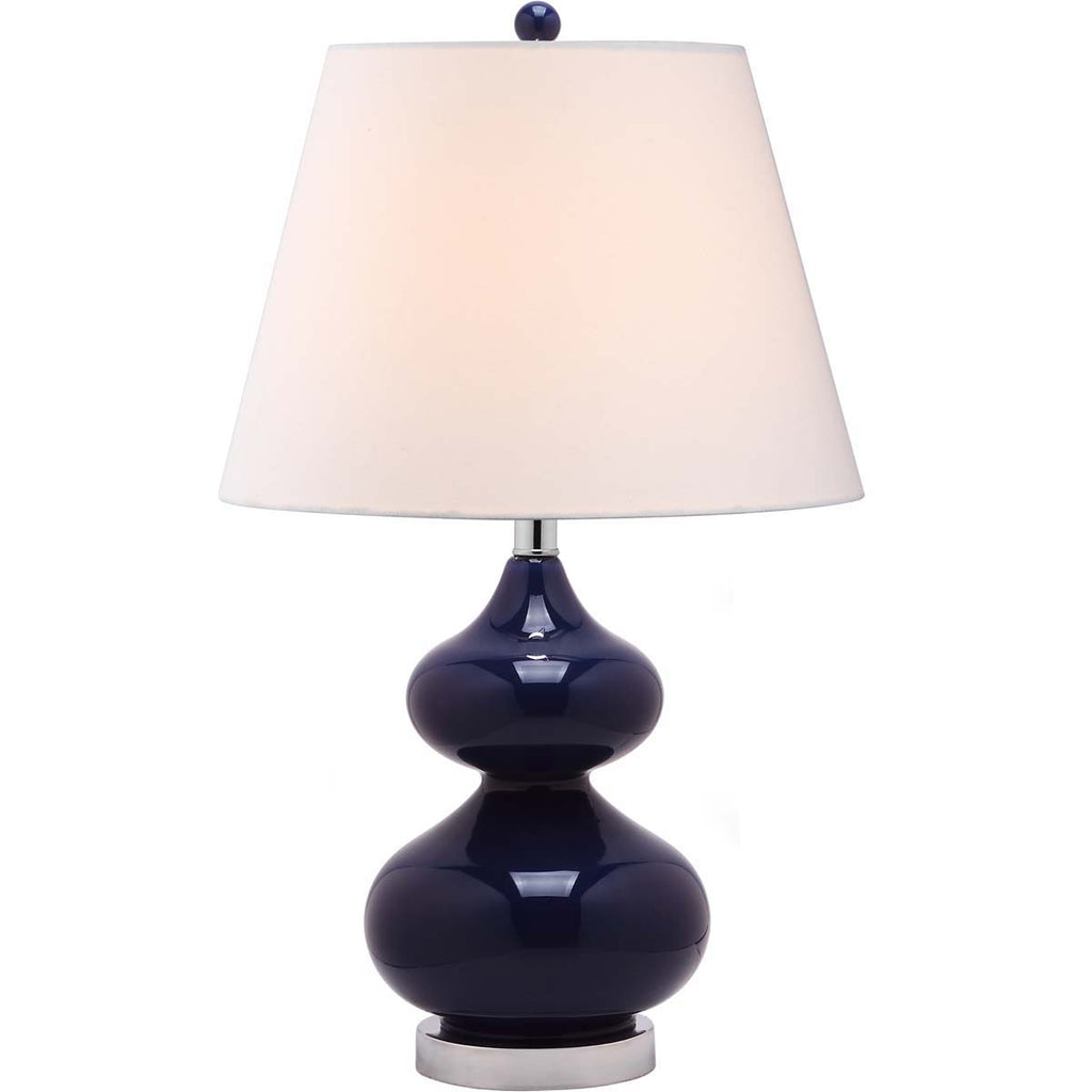 Safavieh Eva 24 Inch H Double Gourd Glass Lamp - Navy