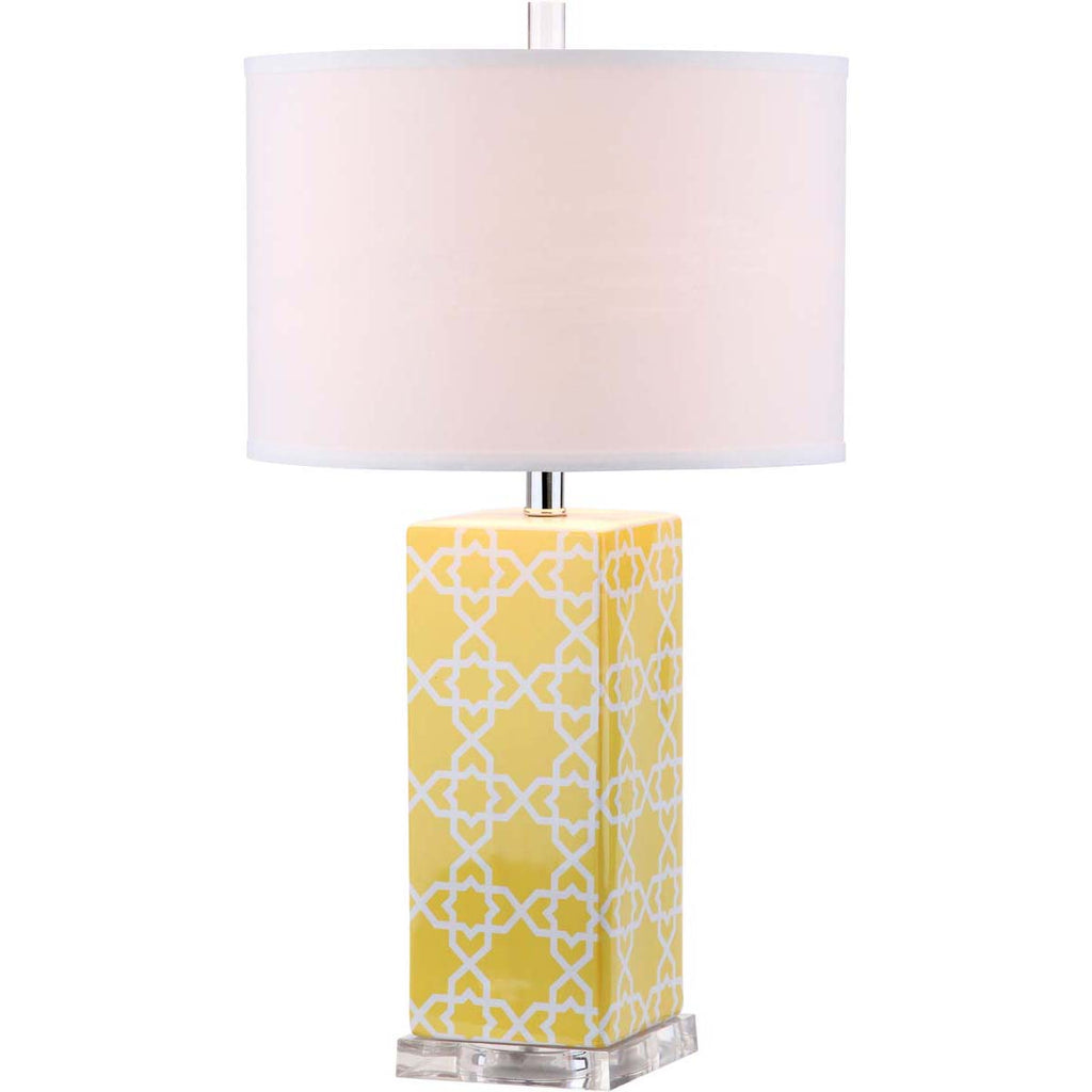 Safavieh Quatrefoil 27 Inch H Table Lamp - Yellow