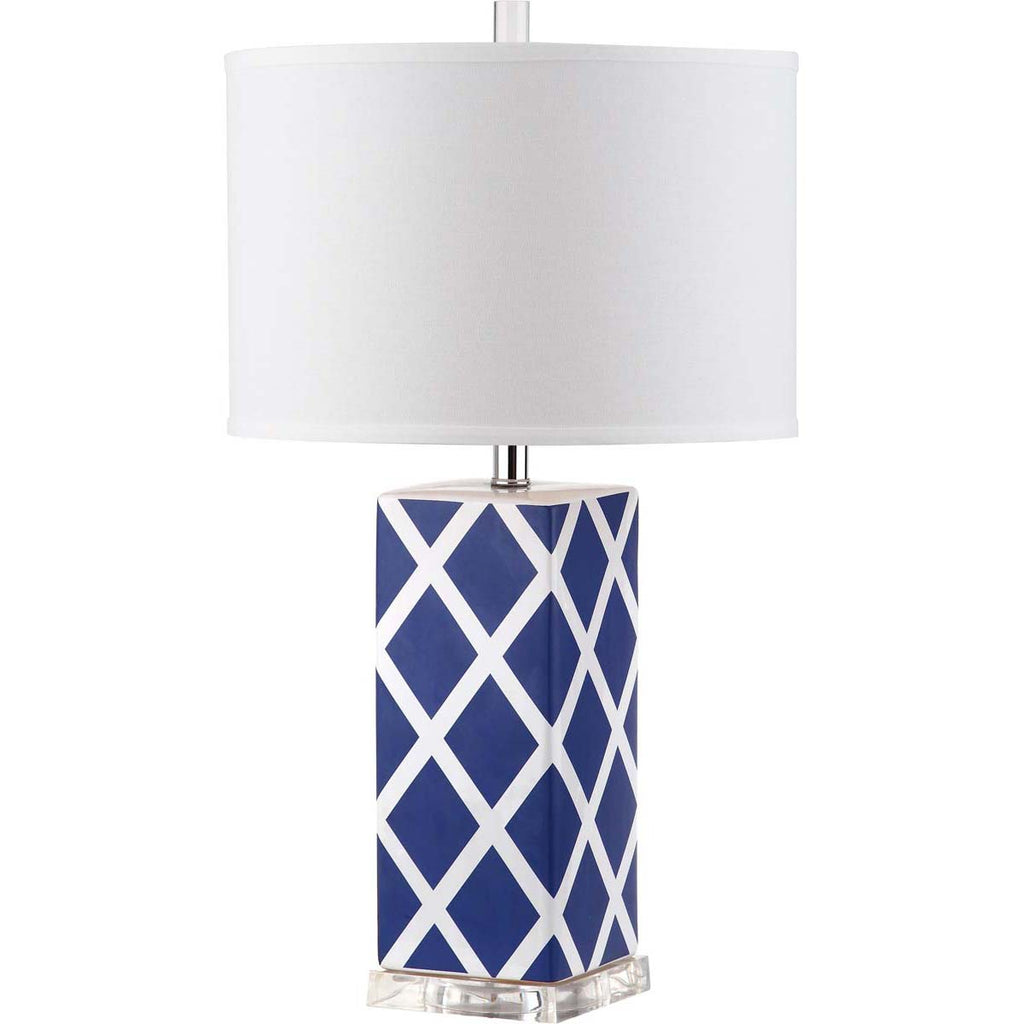 Safavieh Garden 27 Inch H Lattice Table Lamp - Navy