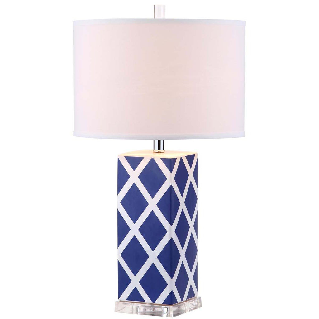 Safavieh Garden 27 Inch H Lattice Table Lamp - Navy