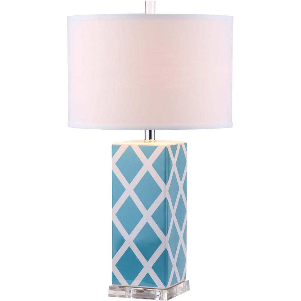 Safavieh Garden 27 Inch H Lattice Table Lamp - Light Blue