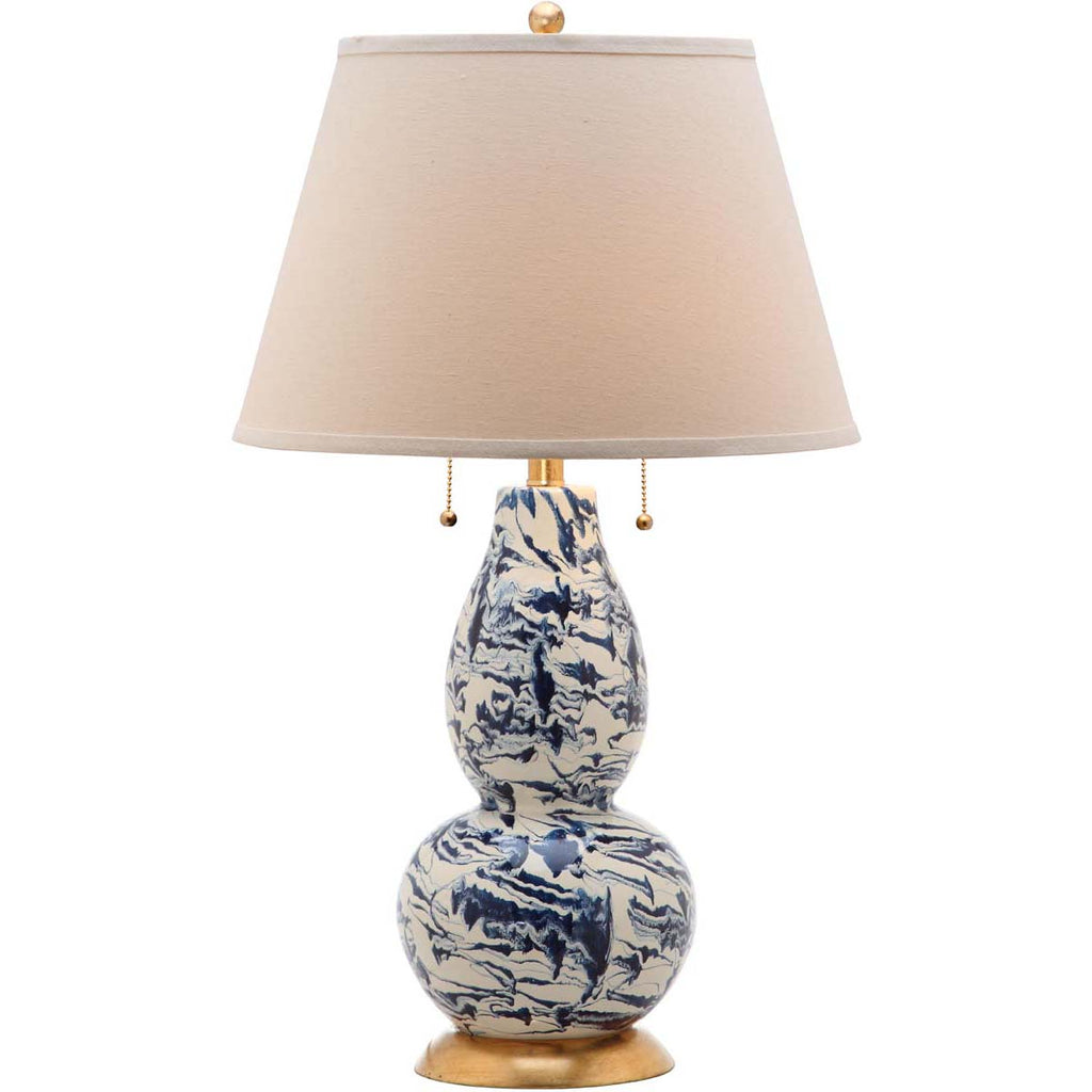 Safavieh Color Swirls  28 Inch H Glass Table Lamp - Navy / White