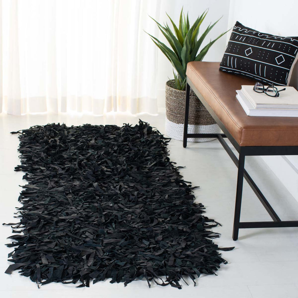 Safavieh Leather Shag Rug Collection LSG511A - Black