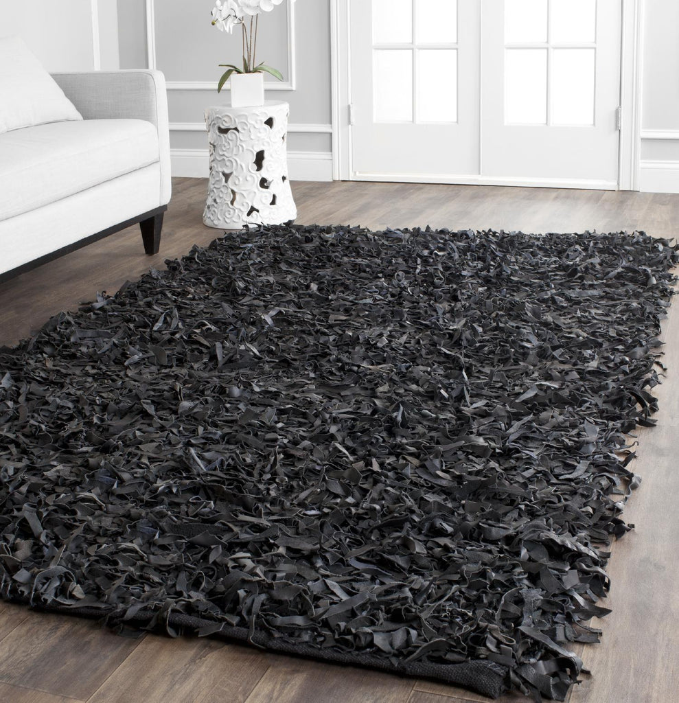 Safavieh Leather Shag Rug Collection LSG511A - Black