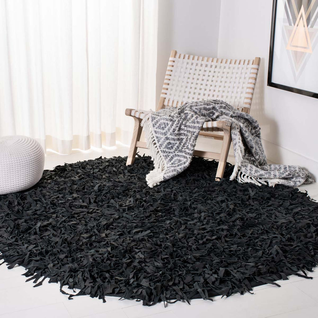 Safavieh Leather Shag Rug Collection LSG511A - Black