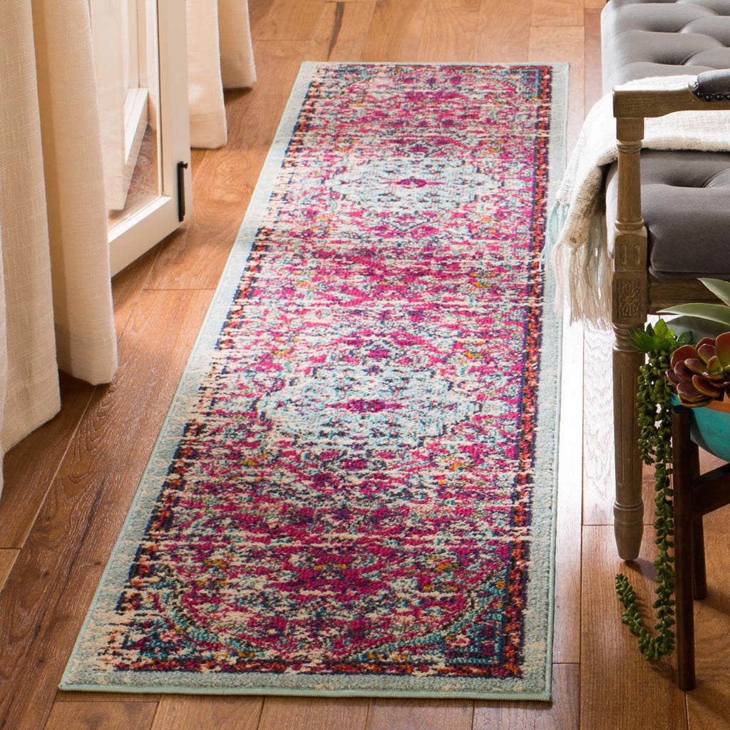 Safavieh Madison 400 Rug Collection MAD447R - Fuchsia / Teal