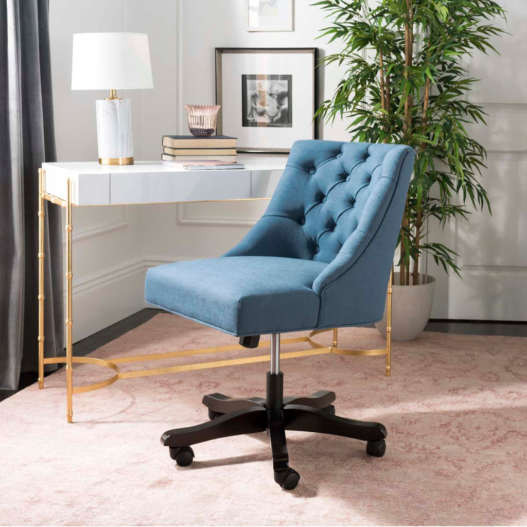 Safavieh Soho Tufted Linen Swivel Desk Chair - Navy