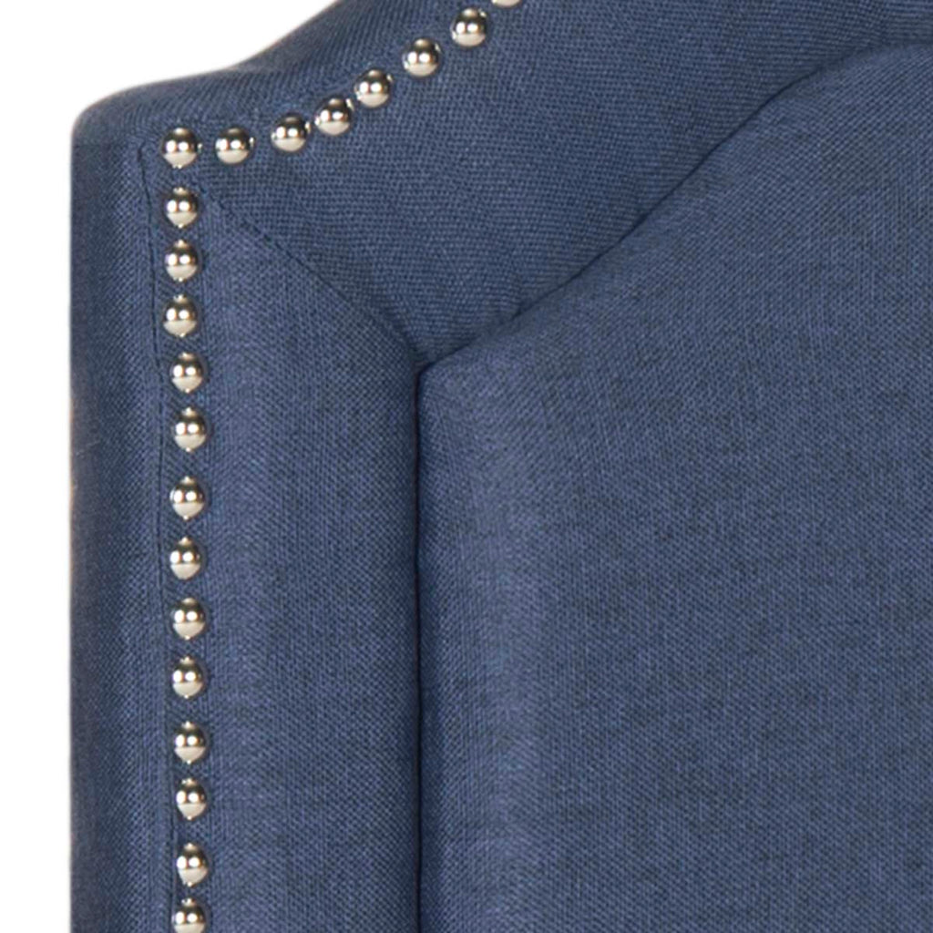 Safavieh Alexia Navy Linen Headboard - Silver Nail Heads - Navy