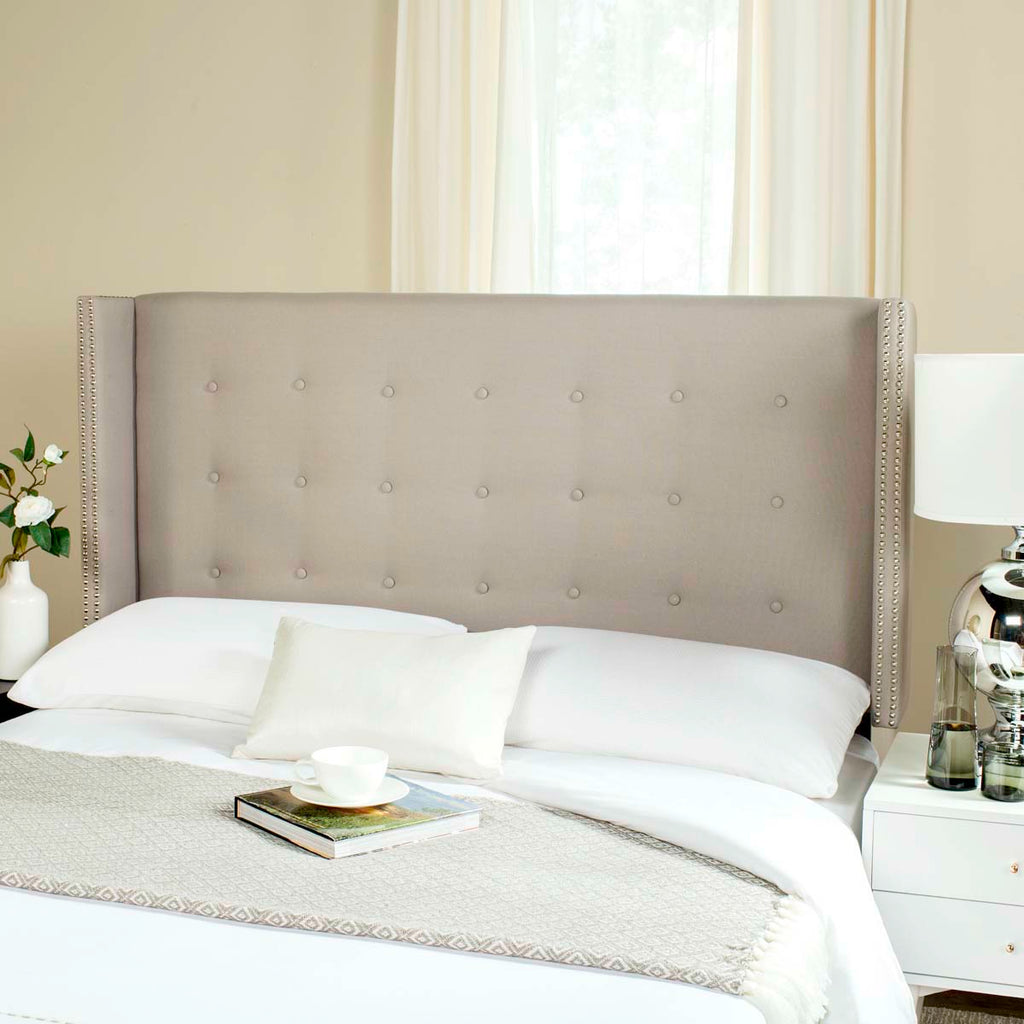 Safavieh Keegan Taupe Tufted Winged Headboard - Taupe