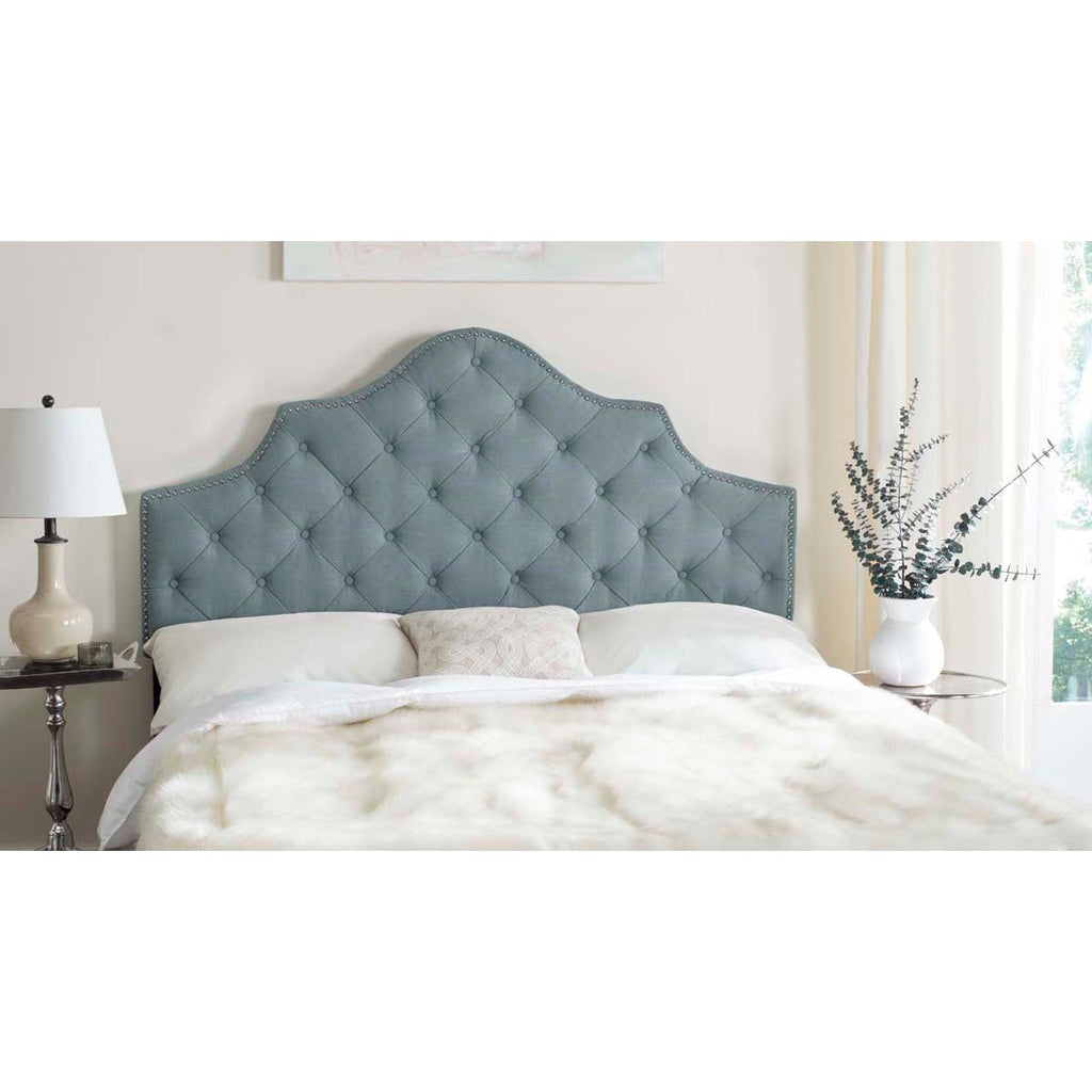 Safavieh Arebelle Sky Blue Tufted Headboard - Silver Nail Head - Sky Blue