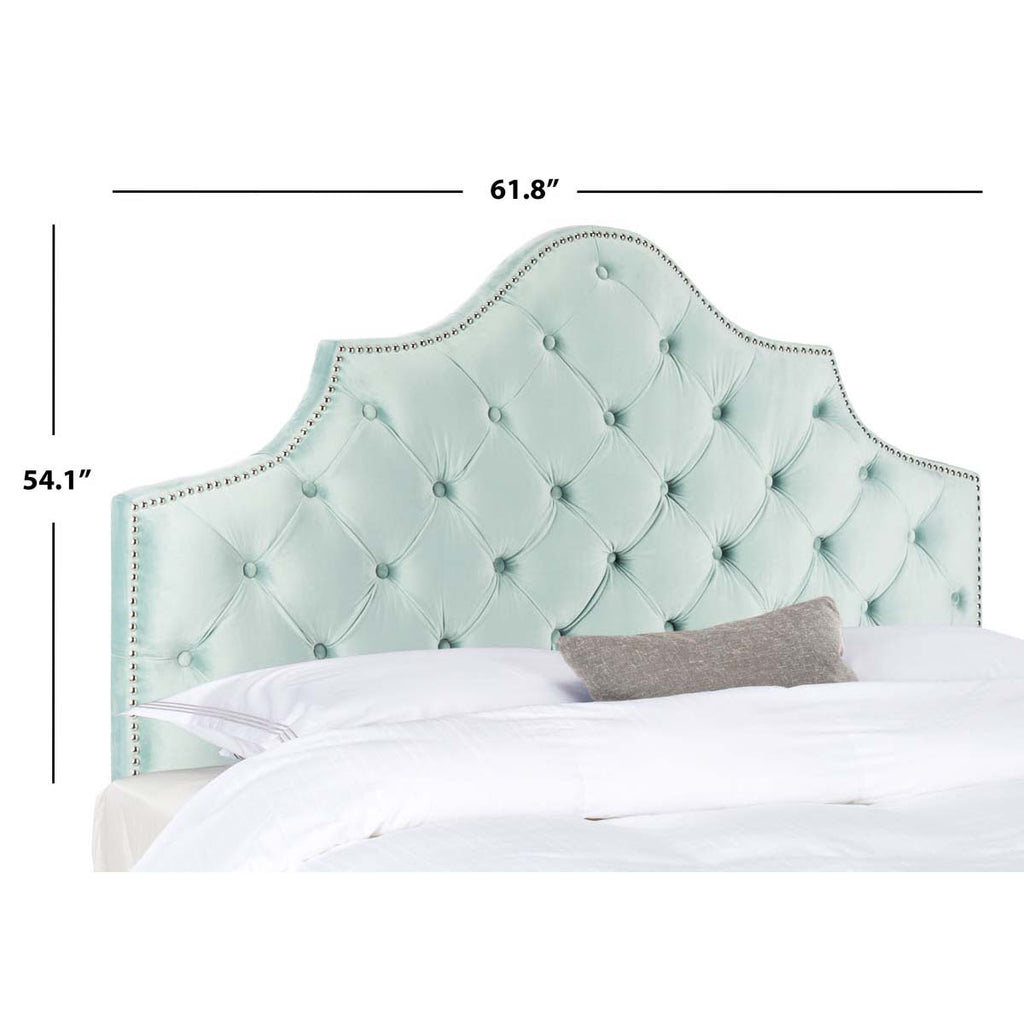 Safavieh Arebelle Velvet Tufted Headboard - Silver Nail Heads - Seafoam