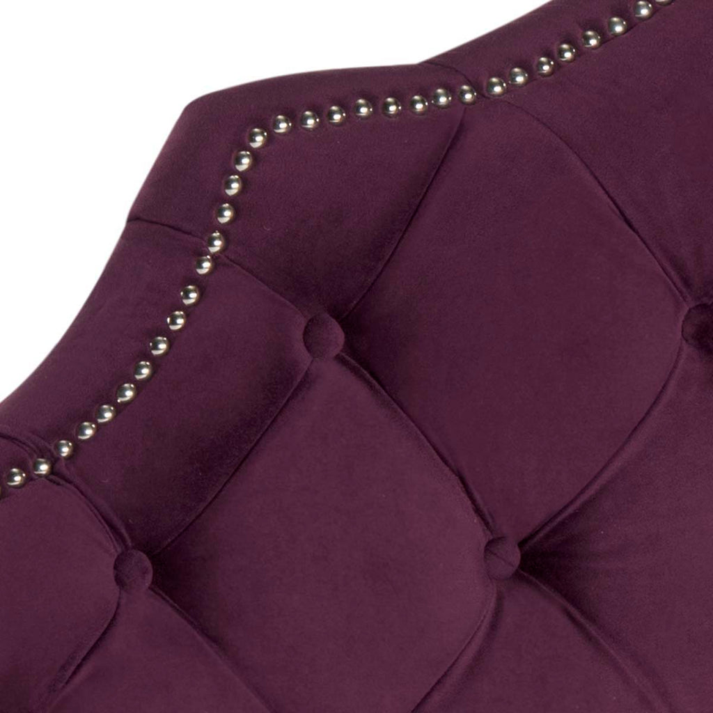 Safavieh Arebelle Aubergine Velvet Headboard - Silver Nail Head - Aubergine