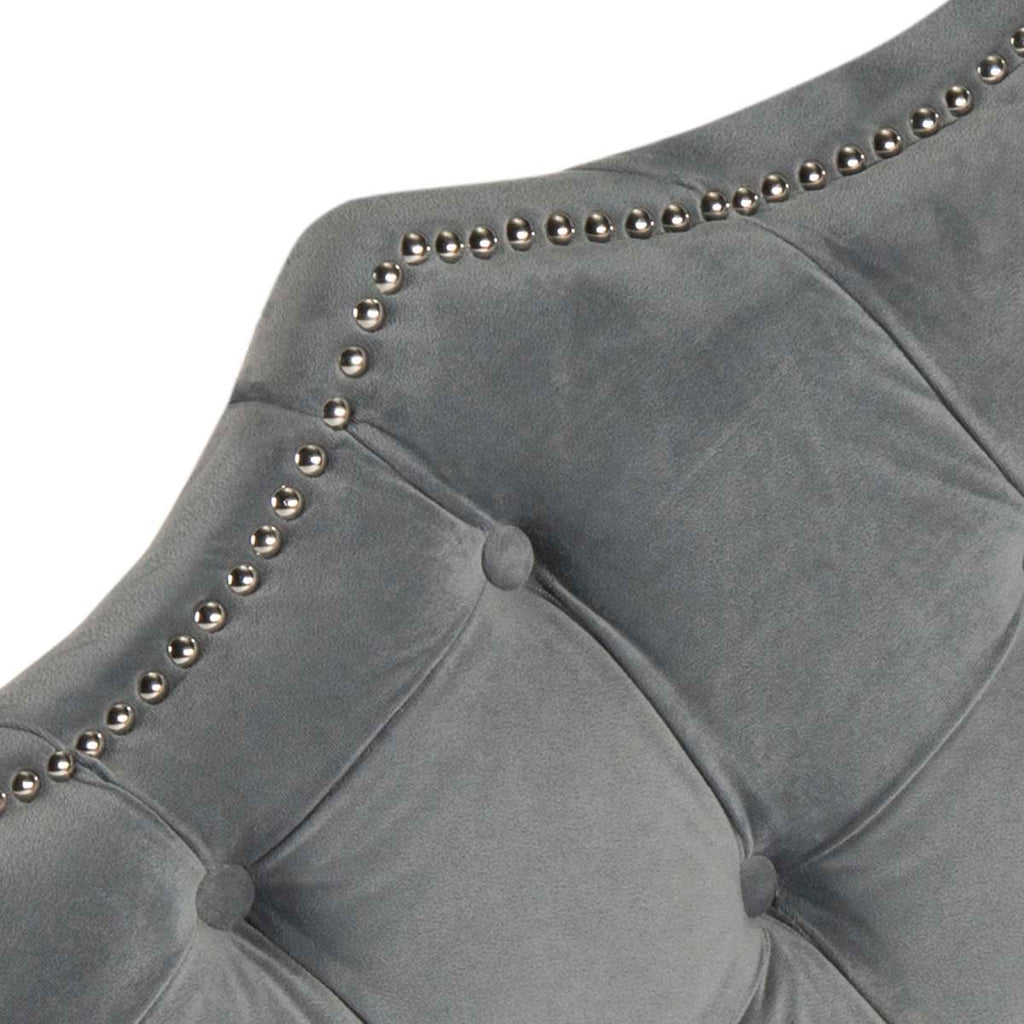 Safavieh Arebelle Pewter Velvet Tufted Headboard - Silver Nail Head  - Pewter