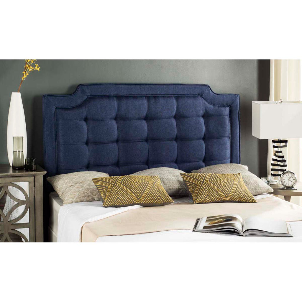 Safavieh Sapphire Tufted Linen Headboard  - Navy