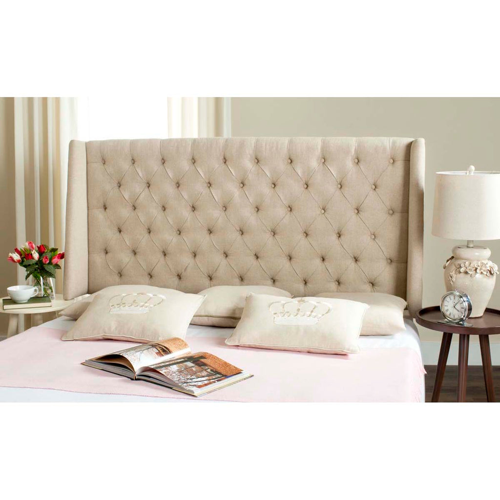 Safavieh London Hemp Linen Winged Headboard - Flat Nail Heads - Hemp