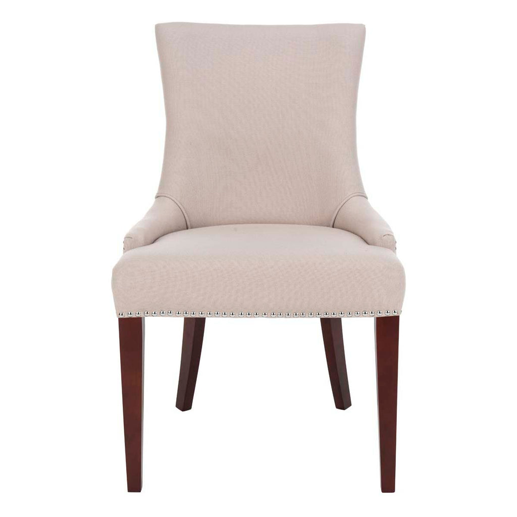 Safavieh Becca 19''H Linen Dining Chair - Silver Nail Heads - Taupe