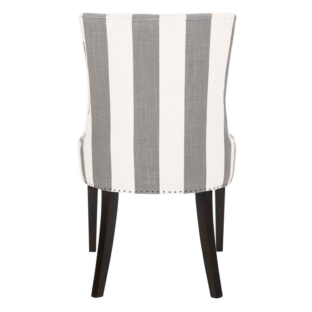 Safavieh Becca 19''H Stripe Linen Dining Chair - Flat Nail Heads - Grey / White