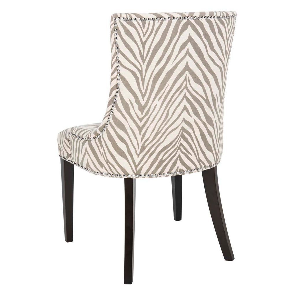 Safavieh Becca 19''H Grey/White Zebra Dining Chair - Silver Nail Heads - Ivory / Grey