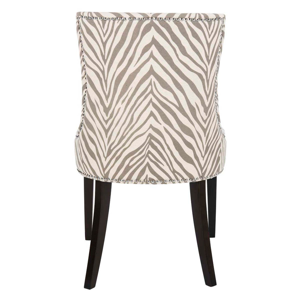 Safavieh Becca 19''H Grey/White Zebra Dining Chair - Silver Nail Heads - Ivory / Grey