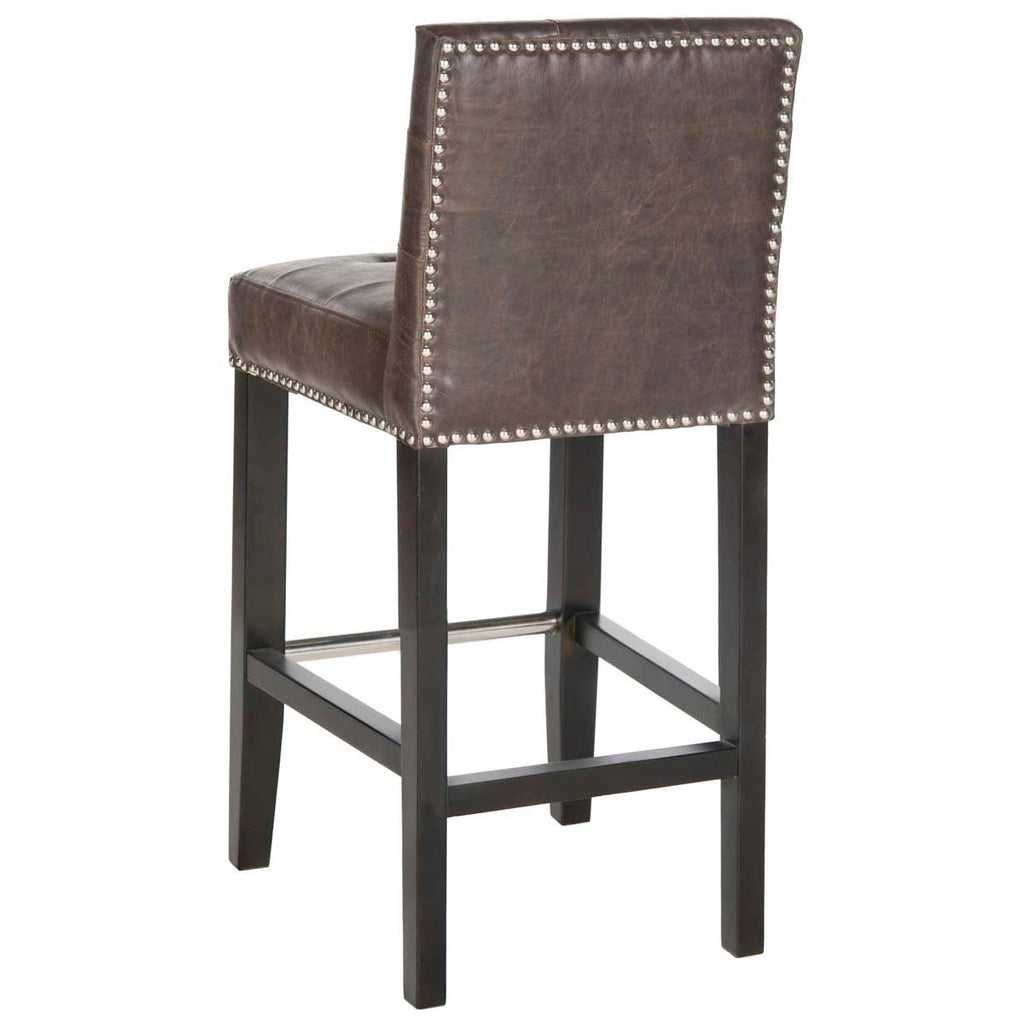 Safavieh Thompson 23.9 Leather Counter Stool W/ Silver Nailheads - Antique Brown