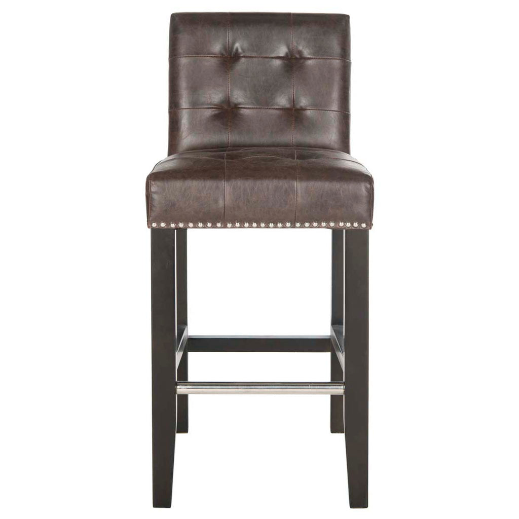 Safavieh Thompson 23.9 Leather Counter Stool W/ Silver Nailheads - Antique Brown