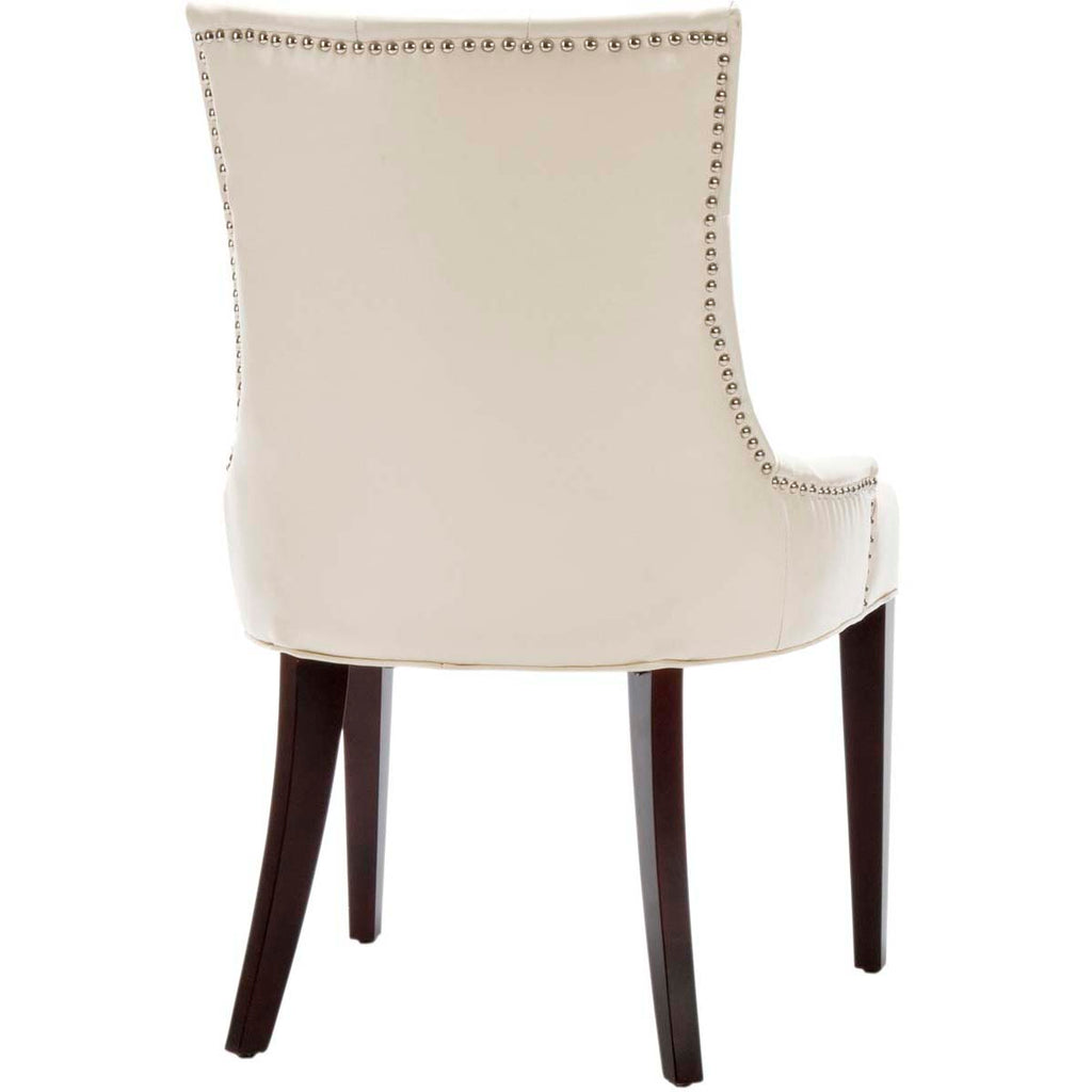 Safavieh Amanda 19''H Leather Tufted Chair - Nickel Nail Heads - Flat Cream