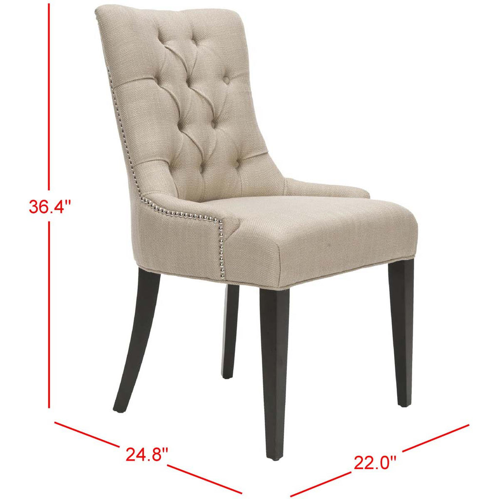 Safavieh Amanda 19''H Linen Tufted Chair Nickel Nail Heads - Antique Gold