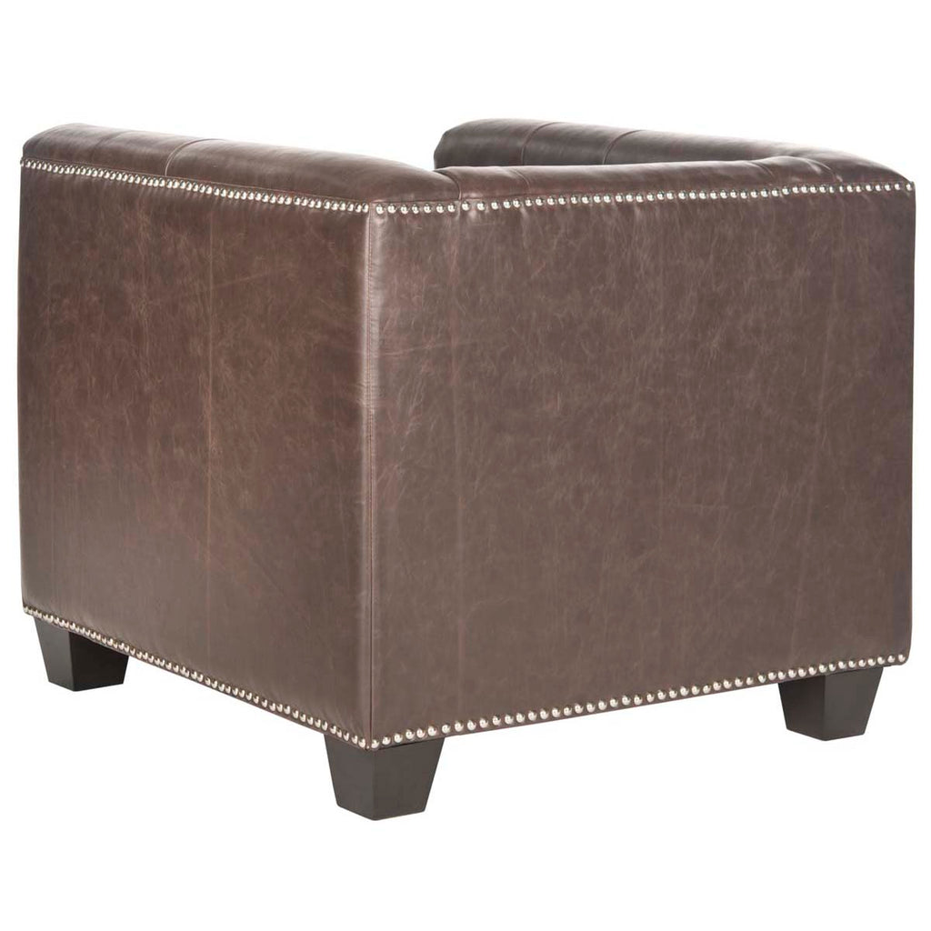 Safavieh Bentley Club Chair - Silver Nail Heads - Antique Brown