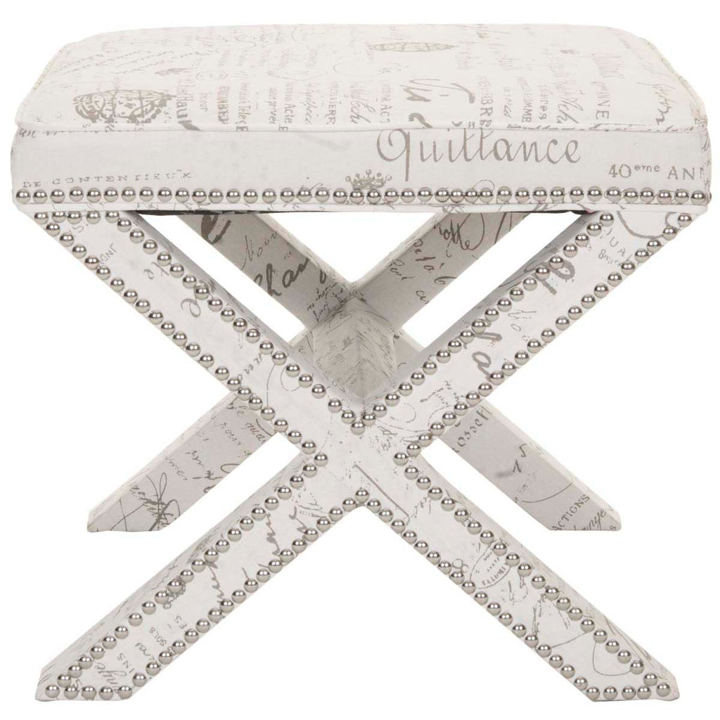 Safavieh Palmer Ottoman - Silver Nail Heads - Multi / Beige