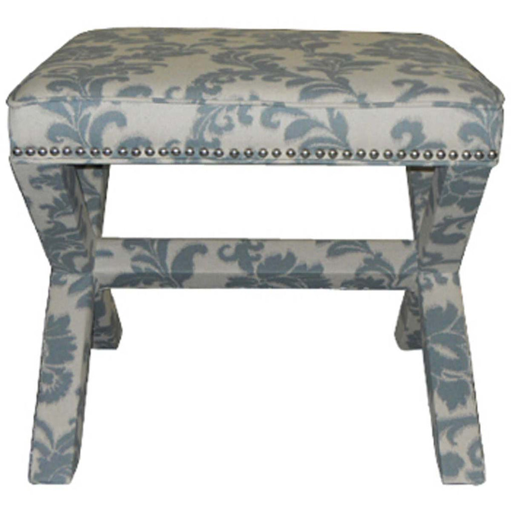 Safavieh Palmer Ottoman - Silver Nail Heads - Slate / Beige