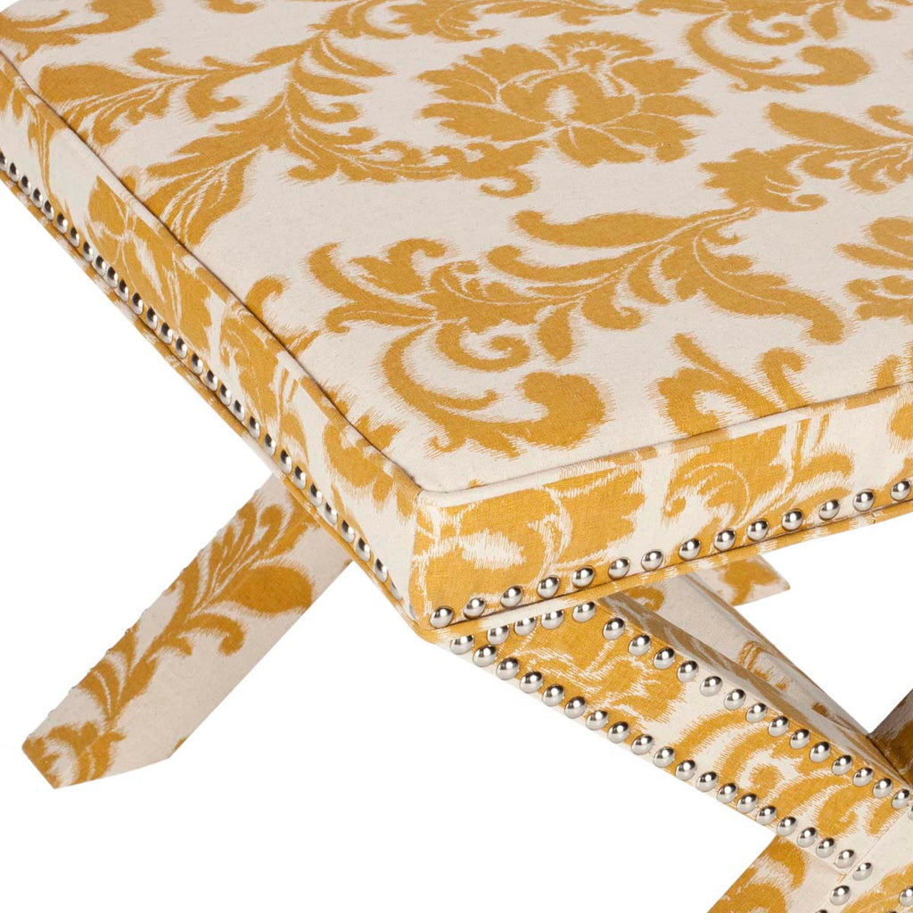 Safavieh Palmer Ottoman - Silver Nail Heads - Maize / Beige