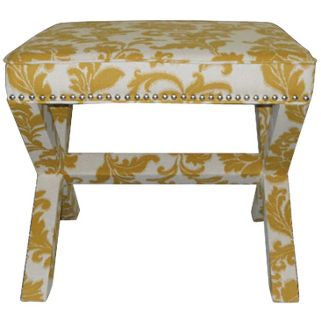 Safavieh Palmer Ottoman - Silver Nail Heads - Maize / Beige