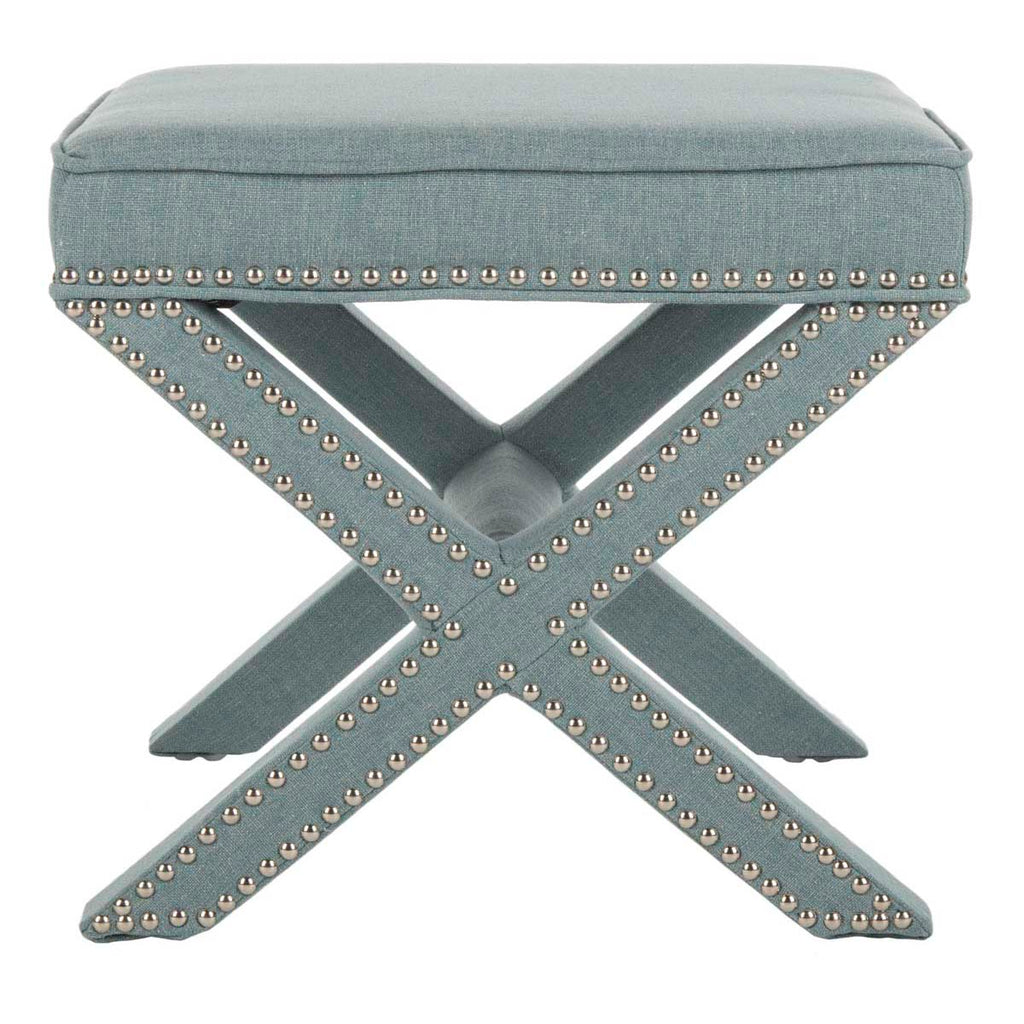 Safavieh Palmer Ottoman - Silver Nail Heads - Sky Blue