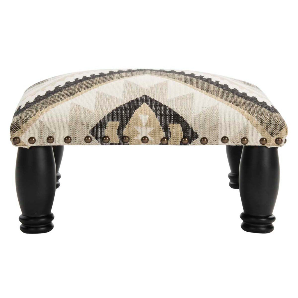 Safavieh Makalo Ottoman - Brass Nail Heads - Makalo Ottoman / Tribal / Black