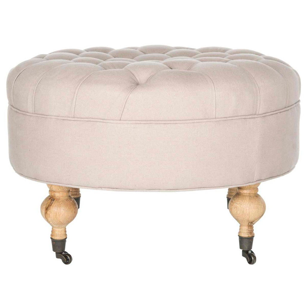 Safavieh Clara Tufted Round Ottoman - Taupe
