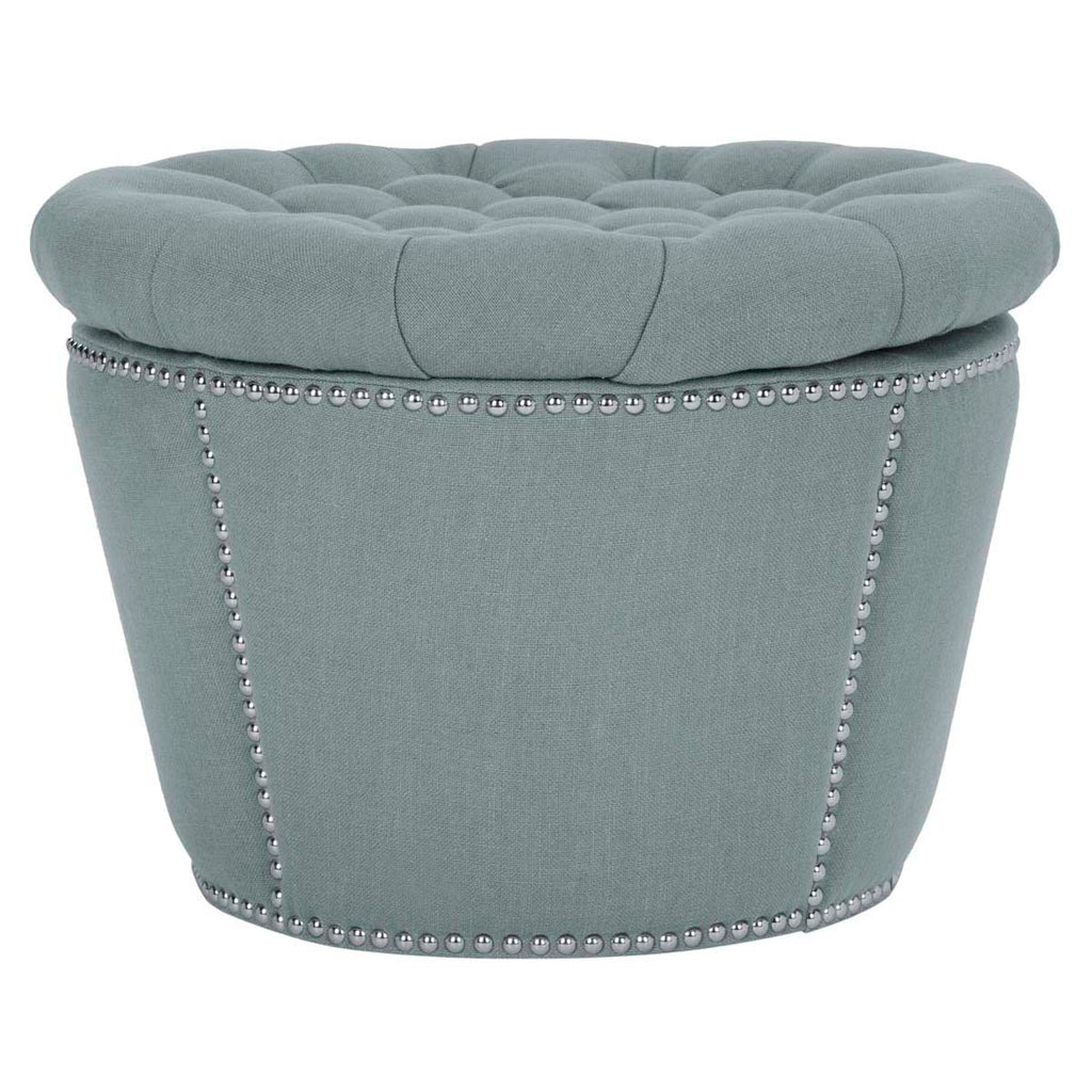 Safavieh Vanessa Ottoman - Silver Nail Heads - Sky Blue