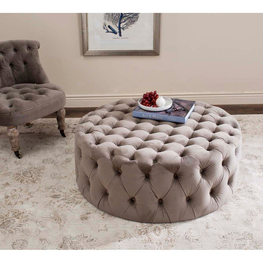 Safavieh Charlene Tufted Cocktail Ottoman - Mushroom