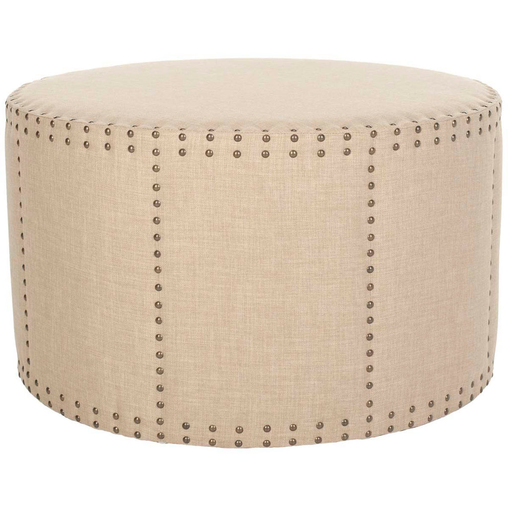 Safavieh Sherri Cocktail Ottoman - Brass Nail Heads - Beige