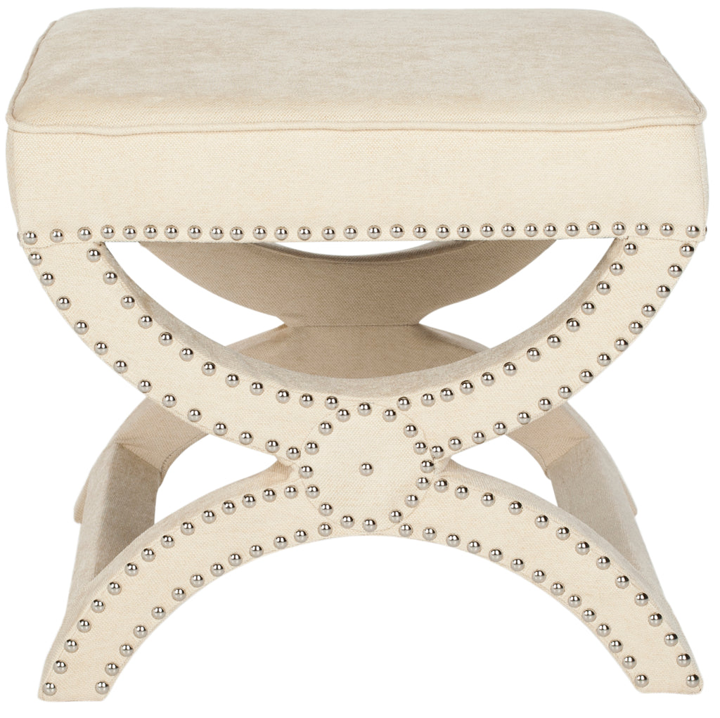 Safavieh Mystic  Ottoman   Silver Nail Heads-Cream