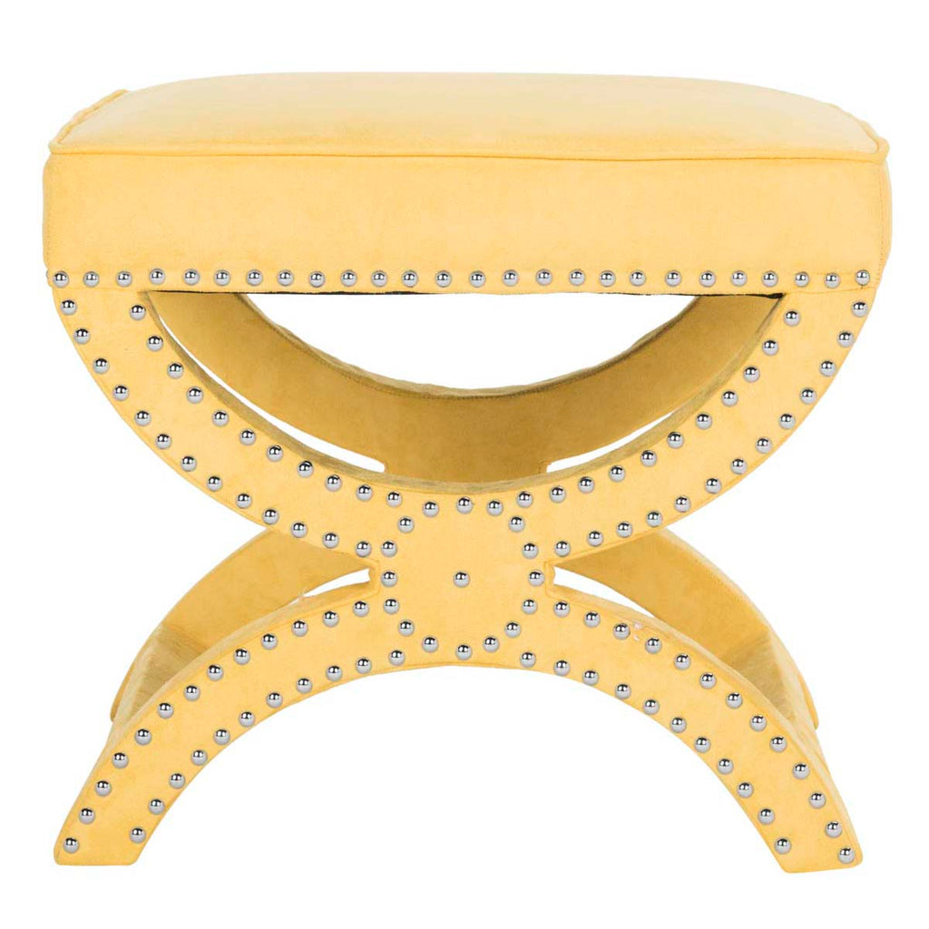 Safavieh Mystic Ottoman - Silver Nail Heads - Yellow