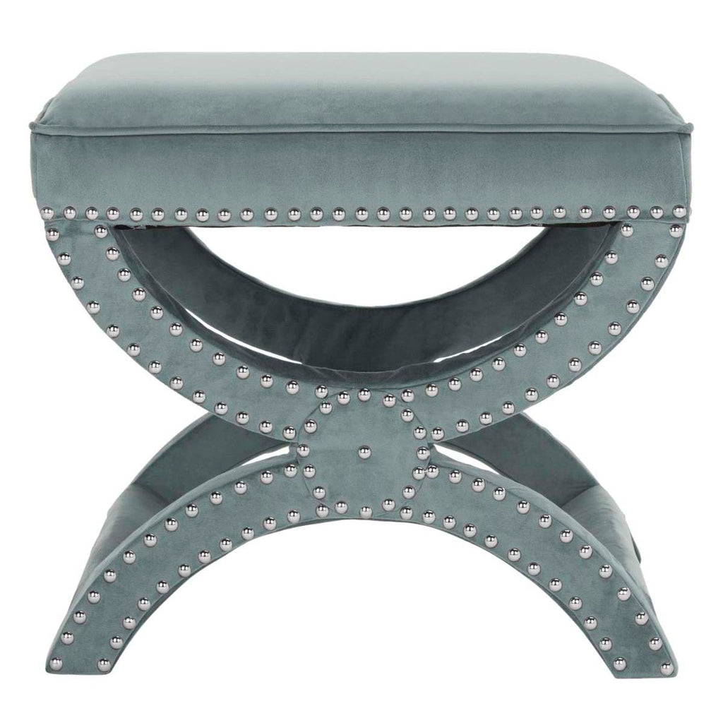 Safavieh Mystic Ottoman - Silver Nail Heads - Blue