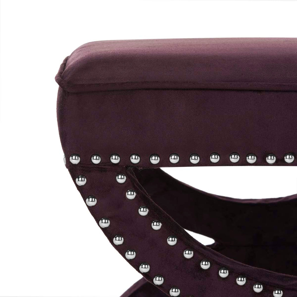 Safavieh Mystic Ottoman - Silver Nail Heads - Plum