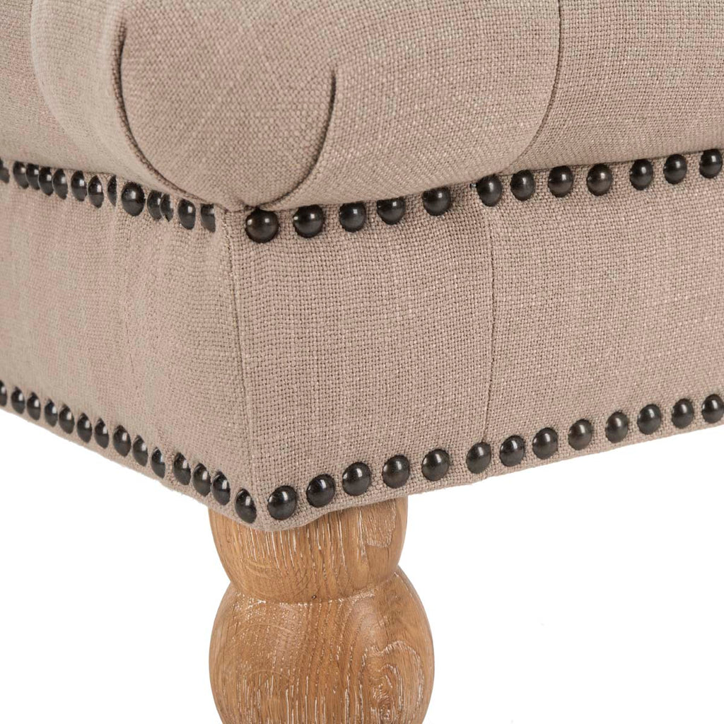 Safavieh Barney Tufted Bench - Brass Nail Heads - True Taupe