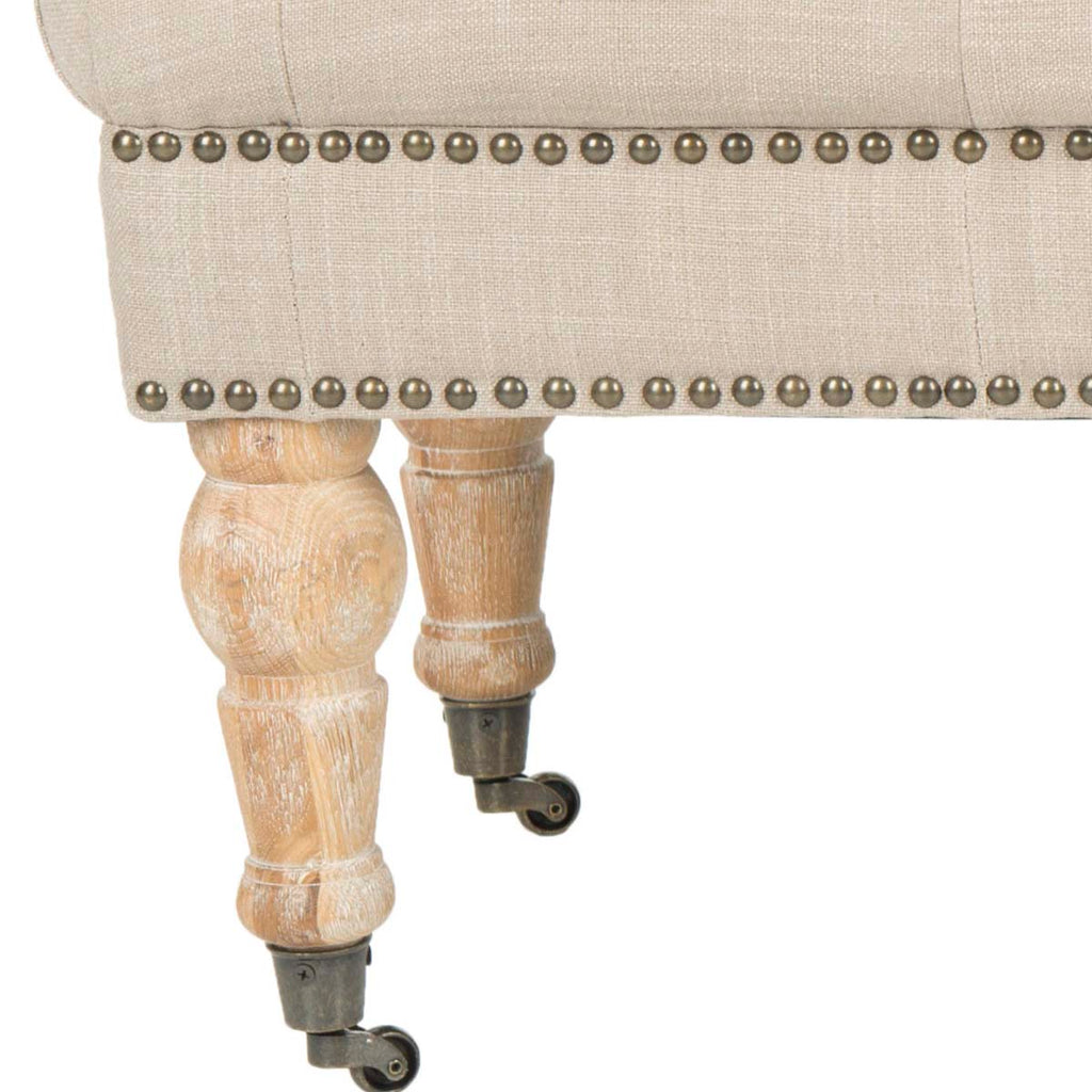 Safavieh Barney Tufted Bench - Brass Nail Heads - True Taupe