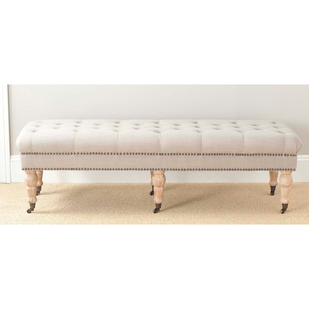 Safavieh Barney Tufted Bench - Brass Nail Heads - True Taupe